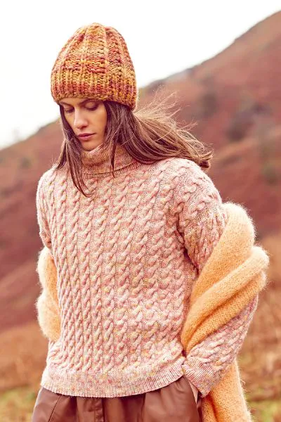 Hovedbilde 16747 Genser med fletter Hand Dyed Happiness mønster