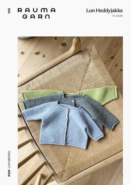 Hovedbilde 502 Lun Heddyjakke til baby fra Rauma oppskrift*
