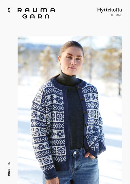 Hovedbilde 471 Hyttekofta i PT5 til dame fra Rauma oppskrift*